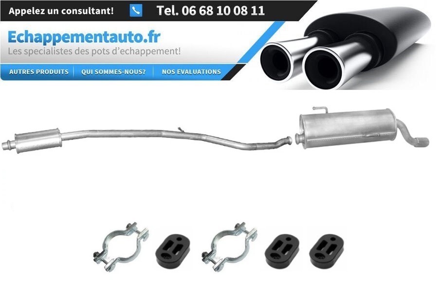 Échappement Peugeot 206 CC 1.6 16V en acier pour modèles 2000 à 2005