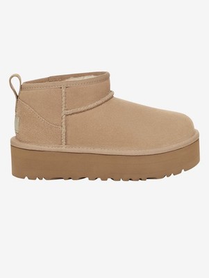 UGG Classic Ultra Mini Platform Big Kids Suede Upper 1157791K Sand Authentic New
