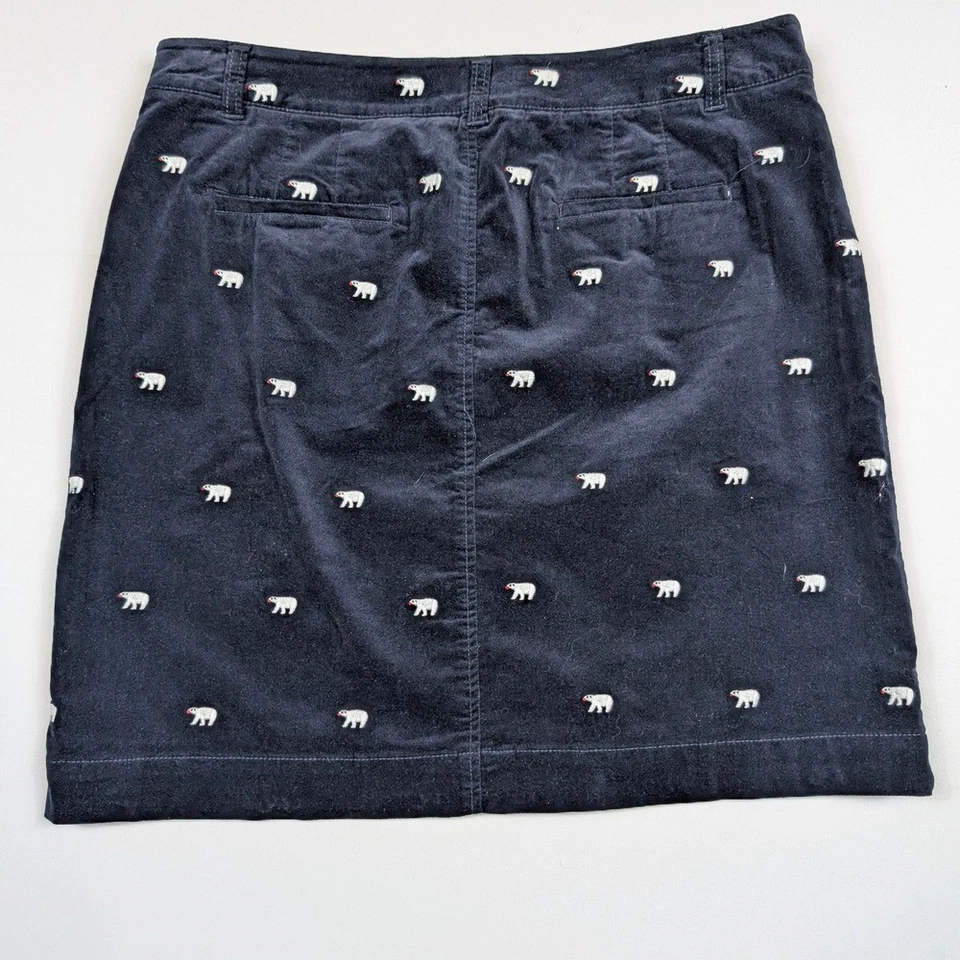 Falda recta de pana azul marino Talbots bordada oso polar para mujer talla 12 Foto 2 de 4