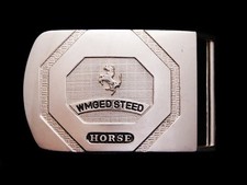JA17123 VINTAGE 1980s WMGED STEED REARING HORSE SILVERTONE FASHION BUCKLE