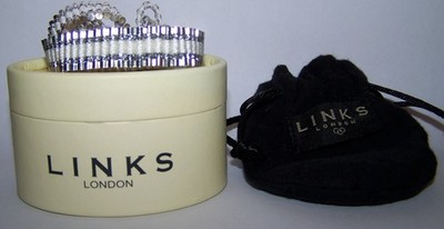Links London White Double Friendship Bracelet Silver Original Box Jewelry Pouch