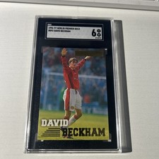 DAVID BECKHAM 1996-97 Merlin Premier Gold Soccer Rookie RC Card #92 Graded SGC 6. rookie card picture