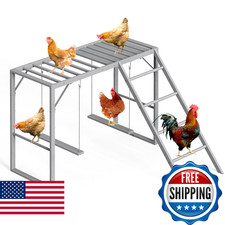 Chicken Perch Swing, Chicken Roosting Bars with Ladder for Coop, Metal Pet Swing