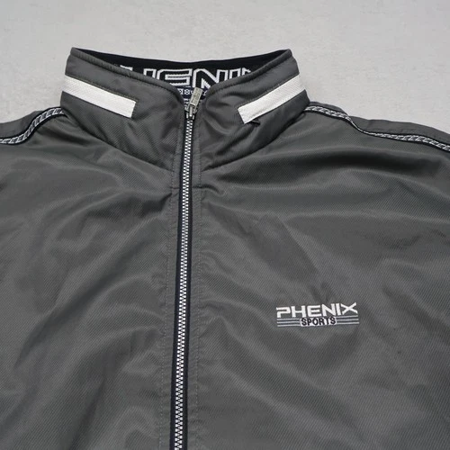 Phenix Jacket Men Large Gray Mesh Lined Full Zip Light Athletic Windbreaker VTG image 2