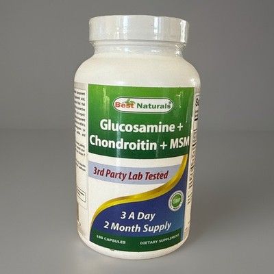 Non-GMO Glucosamine Chondroitin & MSM Capsules for Joint Health - 180 Count