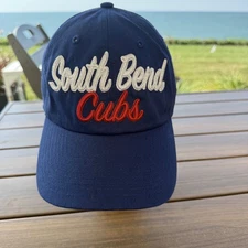 South Bend Cubs White Sparkle and Red Letters on Royal blue Hat Cap 47 Brand EUC