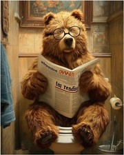 Bear Paint by Numbers Kit for Adults Beginners, Bathroom Paint by Numbers, Adult