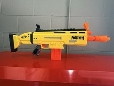 NERF Fortnite AR-L Elite Dart Blaster 2018 GOLD SCAR Gun HASBRO - Pre-owned