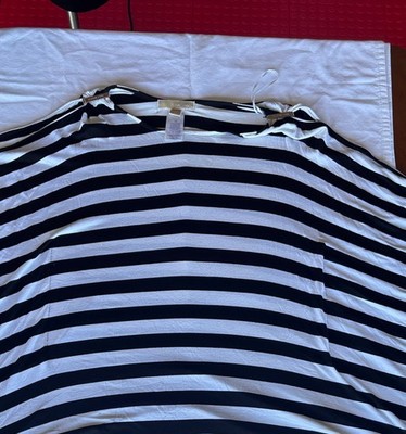 Michael Kors Striped Cold Shoulder Top with Gold Hardware