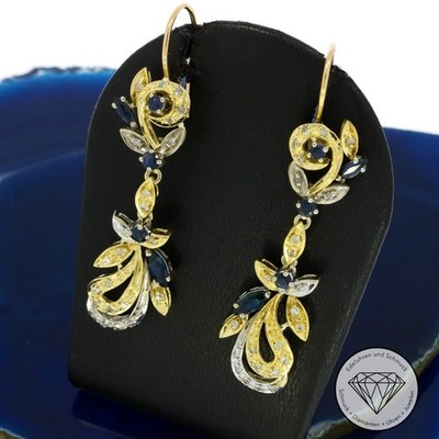 Wert 3.680 Diamant Saphir Ohrringe Ohrhänger 0,50 Carat 585er & 750er Gold xxyy