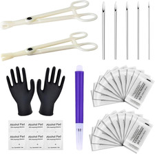 Piercing Kit 36Pcs Piercing Clamps Kit with 25Pcs Mixed 12G 14G 16G 18G 20G Ear