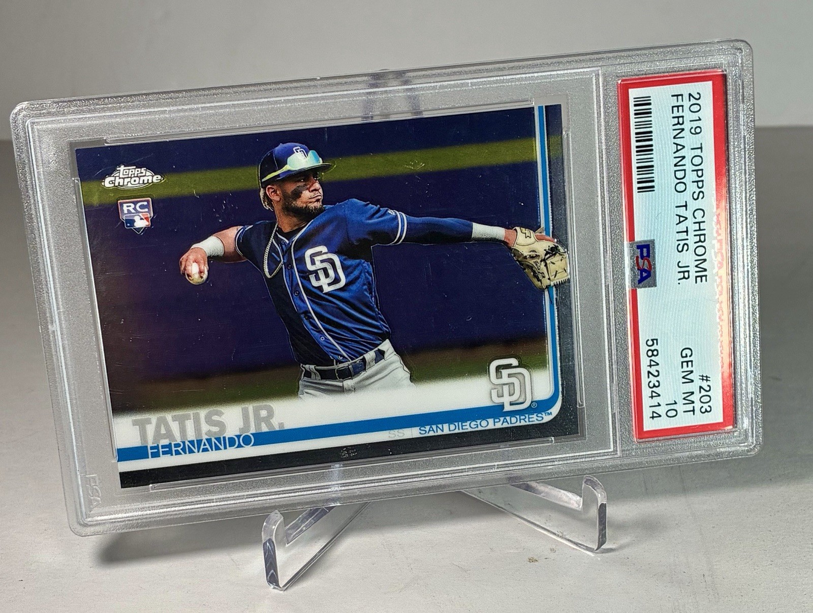 Fernando Tatis, Jr. 2019 Topps Chrome Rookie Card #203- PSA Graded 10 Gem Mint view 2