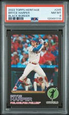 2022 TOPPS HERITAGE BLACK BORDER #245 BRYCE HARPER PSA 8