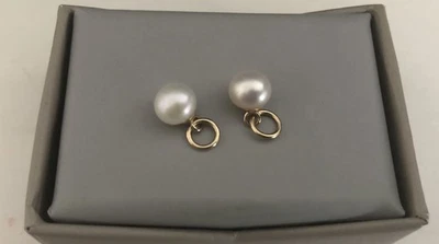 Pair Of Mejuri Pearl Drop Earring Charms 14k Solid Gold Bale And Loop - Image 1 of 4