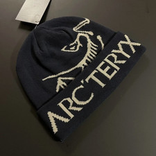 Arc'teryx Bird Word Toque Beanie Black Beige Merino Wool Winter Hat NWT