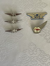 Vintage 1960’s-70’s Airline Pins TWA American & United Airlines Lot Of 5