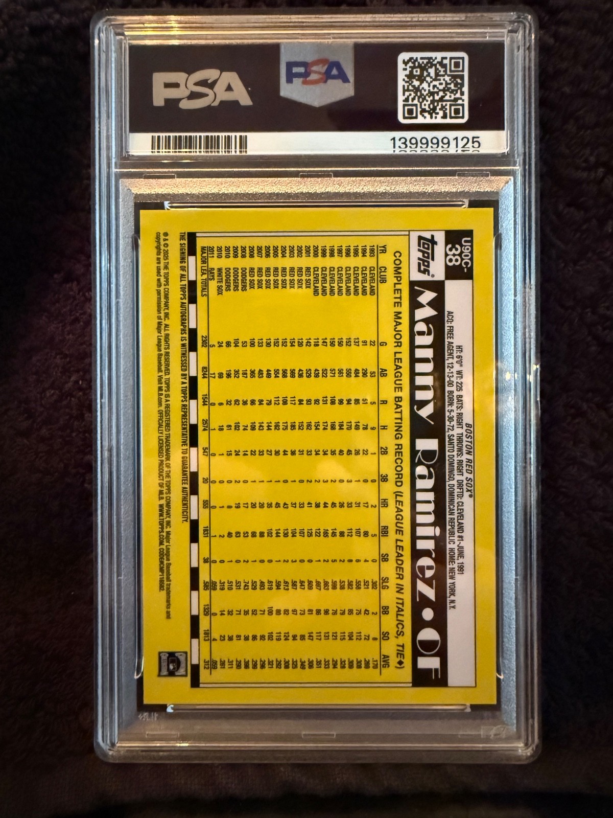 2025 Topps Silver Pack #38 Manny Ramirez Orange Auto 18/25 PSA 9 view 2