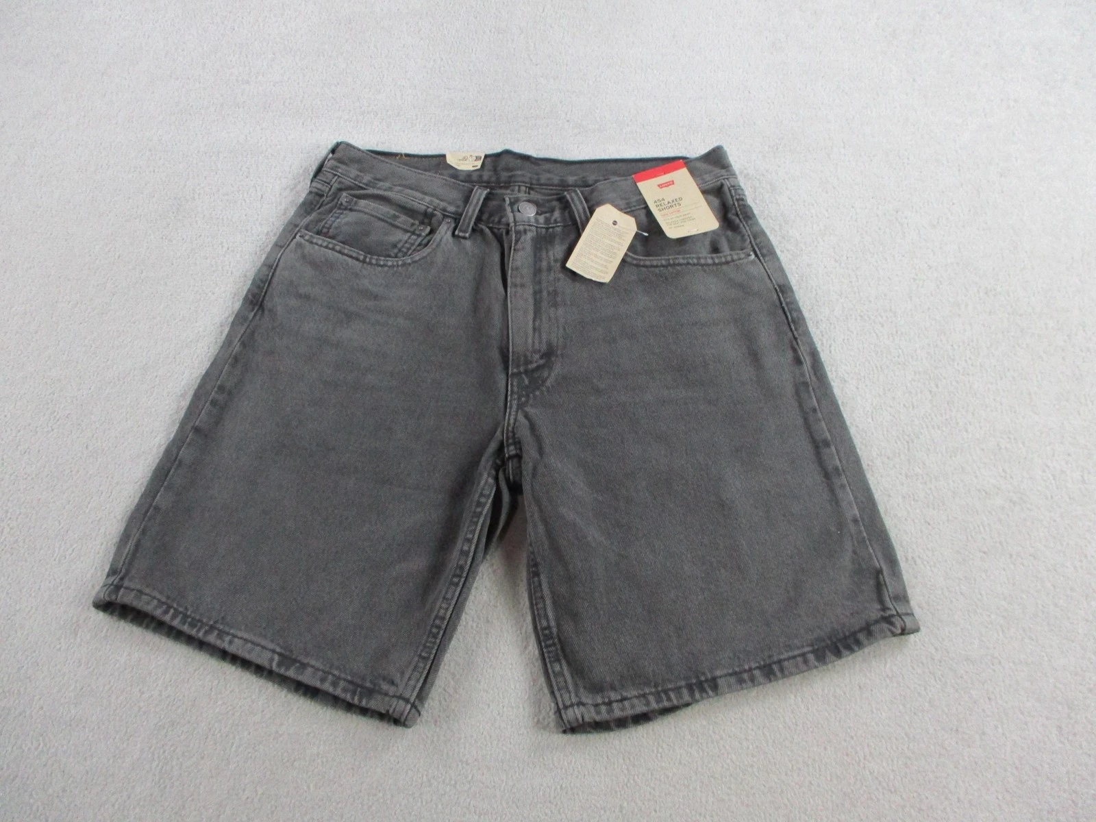 Levis 454 Shorts Mens 31 Black Denim Baggy Relaxed Fit Jean Skater Grunge Y2K
