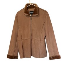 BERNARDO Womens Tan Suede Jacket Fleece Lined...