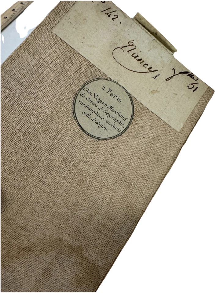 Large LINEN Folding Map: Nancy, France (c.1790), Paris 36"x22" Chez Vignon - Image 2 of 4