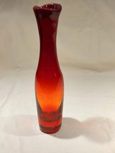 Blenko? Blown Art Glass Amberina Tangerine Vase 10 1/4” Tall