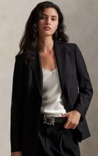 Ralph Lauren Classic Tailored Black Wool Blend Blazer Size 12P