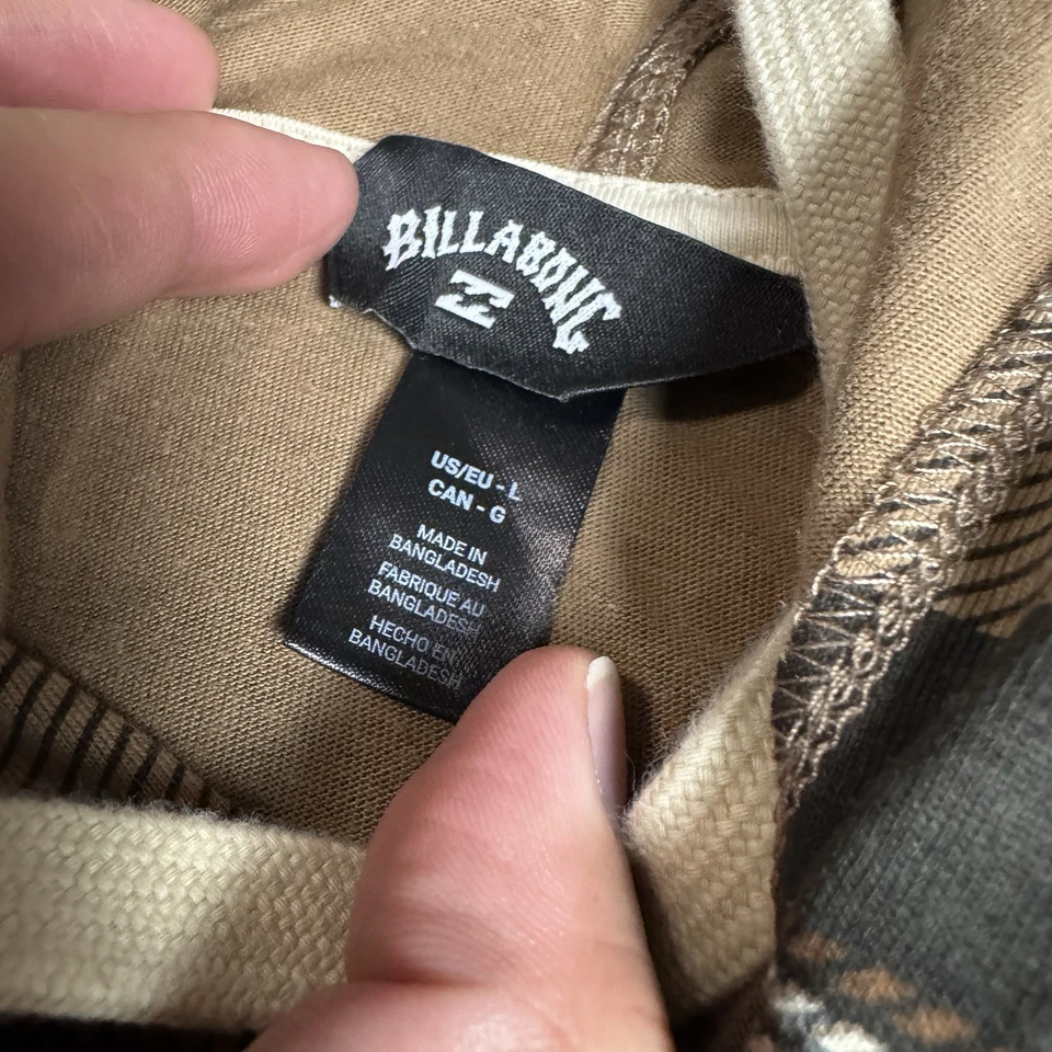 NUEVO CON ETIQUETAS Billabong Para Hombres Sudadera con Capucha a Rayas XL Marrón Negro Camisa Ligera Manga Larga Foto 2 de 4