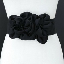 Moda Donna Elastico Vita Cintura Chiffon Decorazione a Fiore Corsetto 6cm