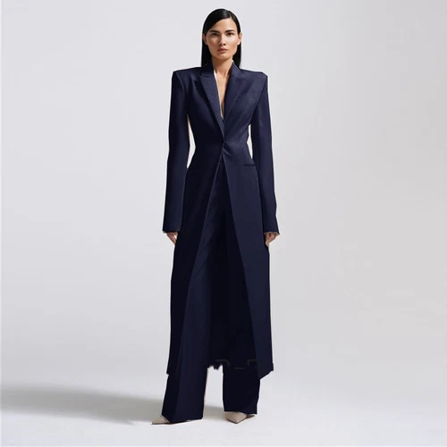 Women Long Jackets Suits Ladies Modern Fashion Prom Evening Party 2Pcs Outfits - Picture 3 of 19