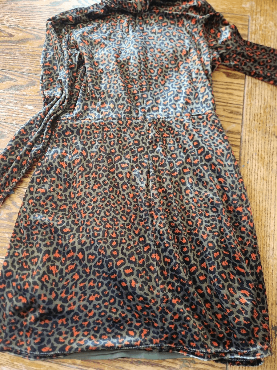 Black Halo Printed Briar Mini Dress in olive feline sz 4 | eBay