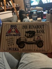 1918 FORD RUNABOUT TRUCK Coin Bank Featuring "Big A Auto Parts" Graphics...Ertl