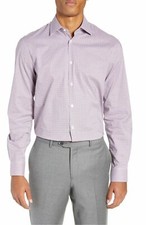  255 John Varvatos Star Usa 16 32/33 Men'S Regular-Fit Purple Check Dress Shirt