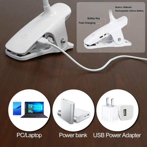 Clip on Reading Light for Bed Headboard, Rechargeable 16 LED Amber Book Light, 5 - Picture 5 of 12
