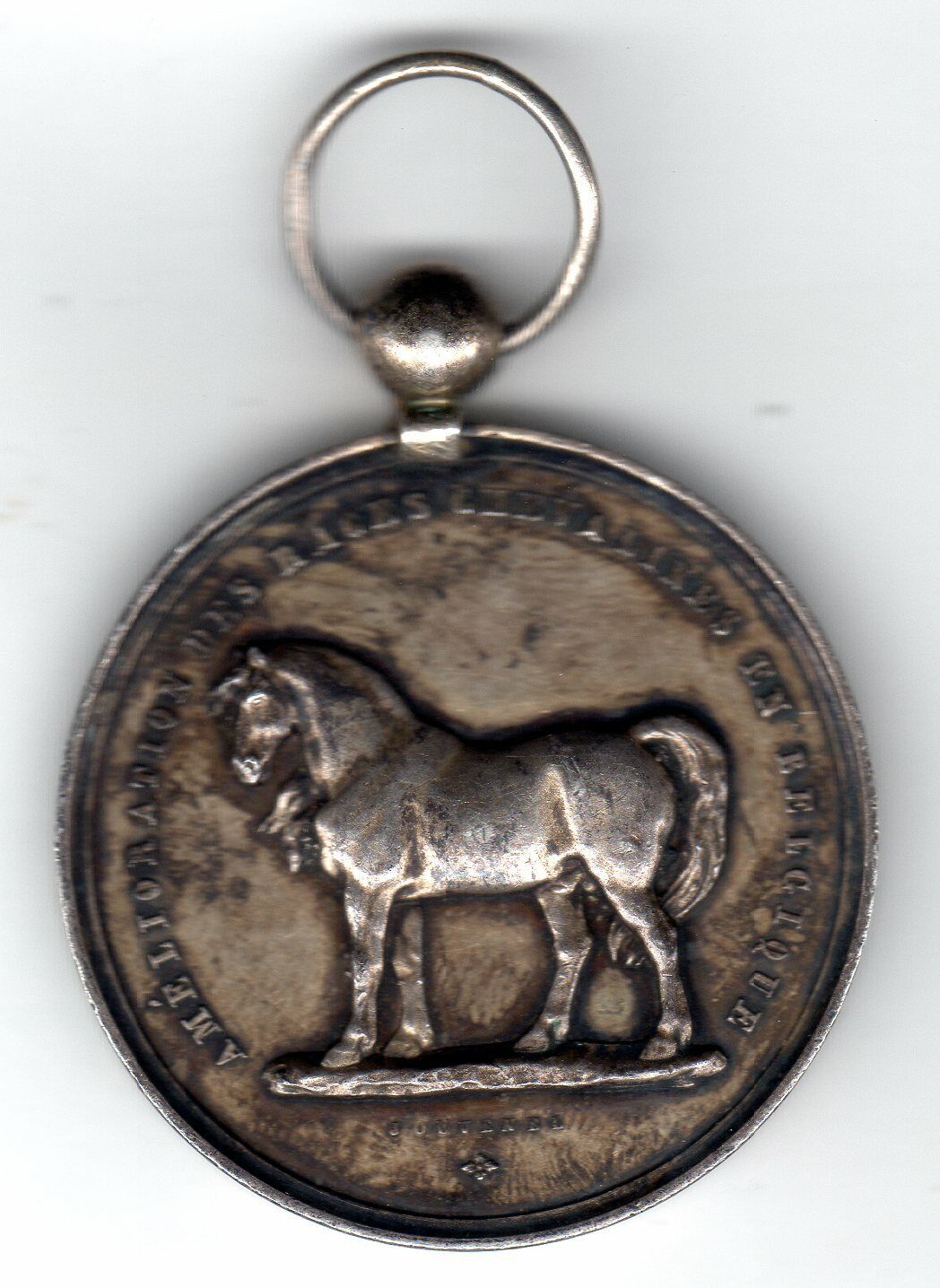 Médaille BELGIQUE BELGIUM SOCIÉTÉ ENCOURAGEMENT BELGE 1866 CHEVAL ARGENT SILVER Overvloedige speciale prijzen