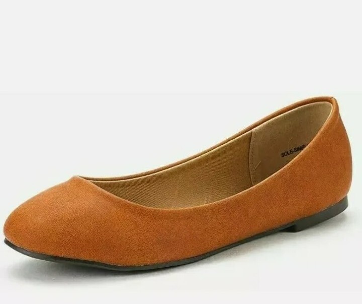 Amazon Suede Flat Pumps Bella Marie Angie-53 Tan Suede Women's