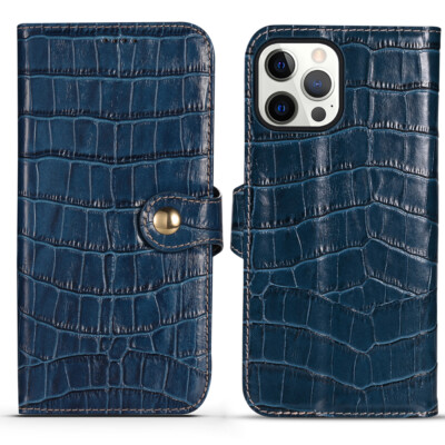 For iPhone Air 17 16 15 14 13 12 Pro Max Crocodile Cowhide Leather Wallet Case