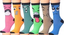 Tipi Toe Socks Pack Funny Face Monsters 6 Pack Size 10-13 Womens