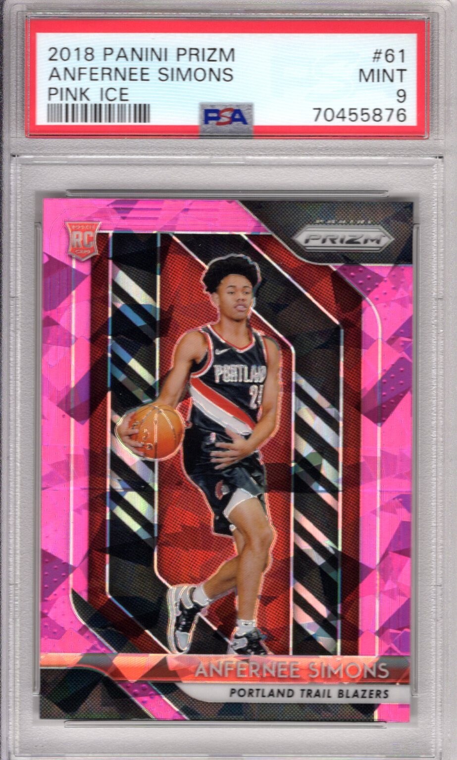 Anfernee Simons 2018 Panini Prizm Rookie RC 61 Pink Ice PSA 9 Mint
