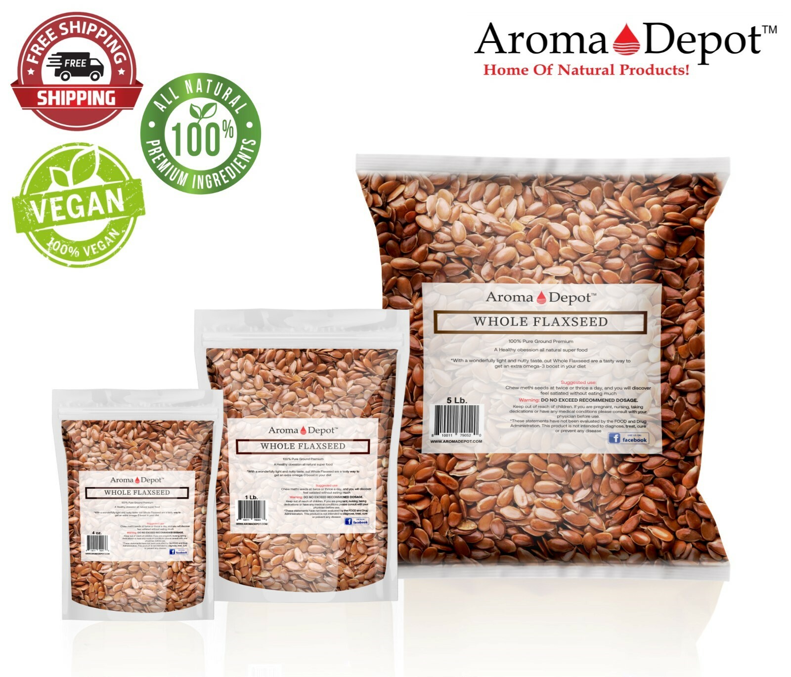Whole Brown Grain Flax Seed Omega3 NON GMO Gluten Free 1oz to 20lb