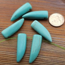6pcs Turquoise Howlite Dagger or Claw Beads