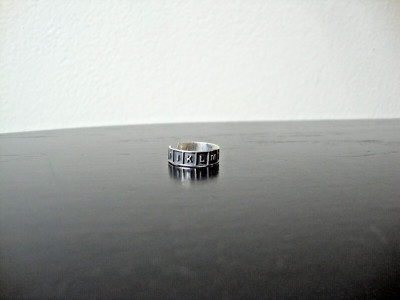 VINTAGE RAISED RELIEF OXIDE ALPHABET LETTERS TOE RING MEXICAN SILVER 925 SZ 2