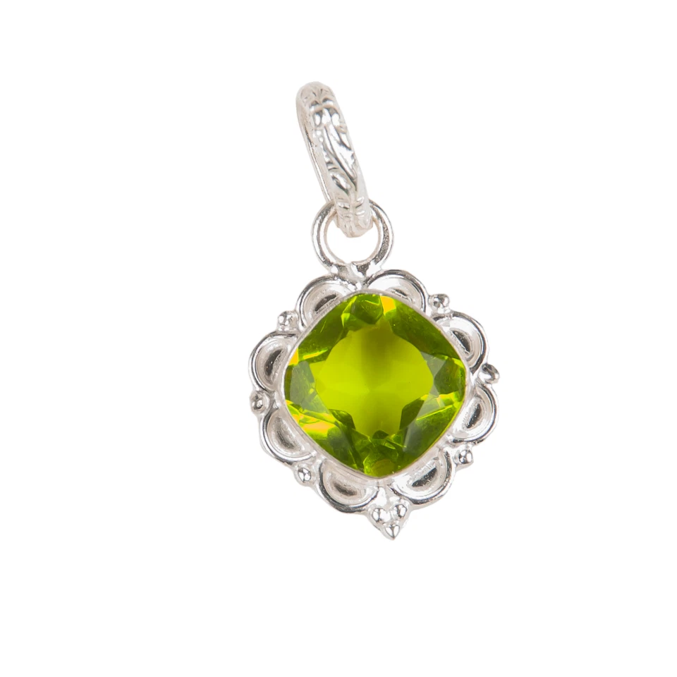 Ювелирный кулон из серебра 925 пробы с перидотом 1,50 дюйма в подарок на годовщину - Изображение 3 из 4