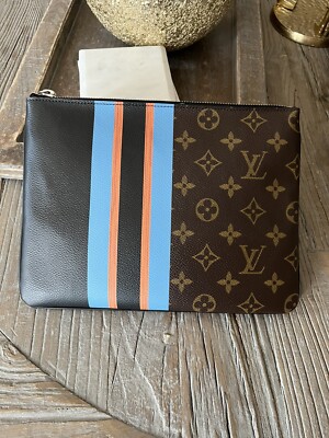 Louis Vuitton Monogram Stripe Pochette Plate MM Zip Pouch