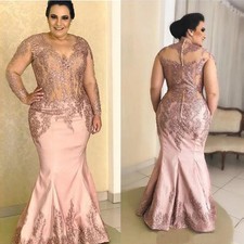 Blush Pink Lace Mother of the Bride Dresses Mermaid Mother Gowns Long Sleeves