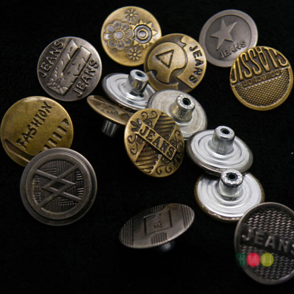 20mm No-sew On Metal Plain Replacement Jean Buttons For Jeans/Denim-shirts/Pants - Image 2 of 4