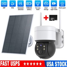 Solar Battery Powered Wireless WiFi Outdoor Pan/Tilt Home Security Camera System
