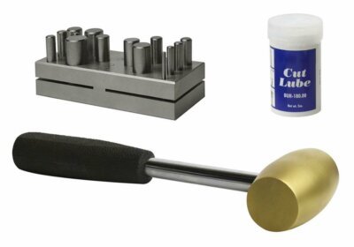 14 PIECE METAL DISC CUTTING KIT WITH HAMMER PUNCHING COPPER BRASS DISC ROUNDS