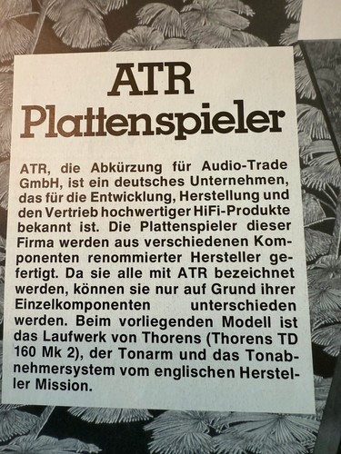 High End ATR Turntable Plattenspieler base Thorens TD126 MKII mit Mission 774 - Bild 12 von 13