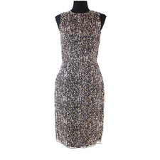 Dolce & Gabbana Silk Colorful Knee Length Dress 40 Sequin Print Sleeveless D&G S