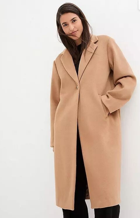 FREEMANS Camel Wool Look Coat UK Size 16 ccc491